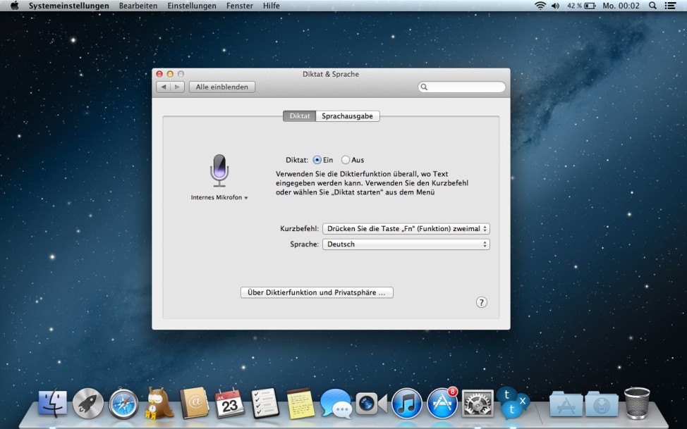 Mac OS X Lion Diktieren