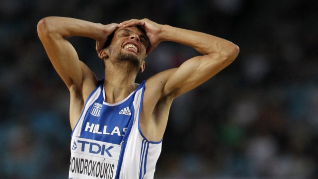 File photo of Chondrokoukis of Greece during the men's high jump final at the IAAF World Championships in Daegu