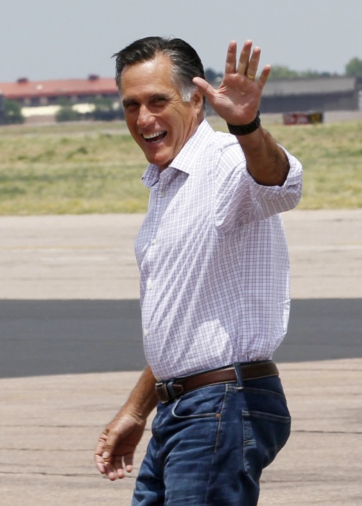 Republican presidential candidate Mitt Romney arrives in Colorado Springs to visit the Care and Share for Southern Colorado food bank in Colorado Springs