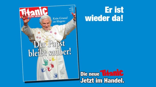 August-Cover der Satirezeitschrift Titanic erneut mit Papst Benedikt XVI.