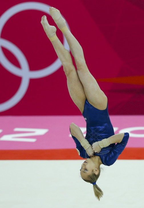 Russia's Victoria Komova performs her floor exercise during the women's individual all-around gymnastics final in the North Greenwich Arena at the London 2012 Olympic Games