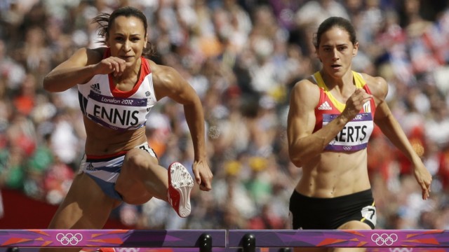 Start des olympischen Siebenkampfs: Jessica Ennis rannte vorneweg - folgen konnte ihr niemand.