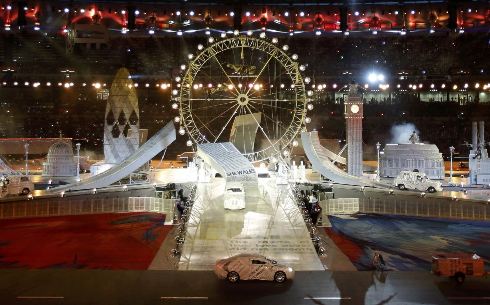 Pre-show is performed on a stage at the Olympic Stadium during the closing ceremony of the London 2012 Olympic Games