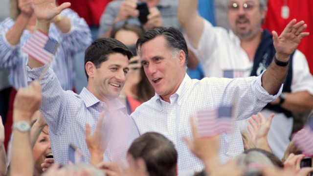 Presidential Candidate Mitt Romney Campaigns with His Vice Presidential Pick Rep. Paul Ryan