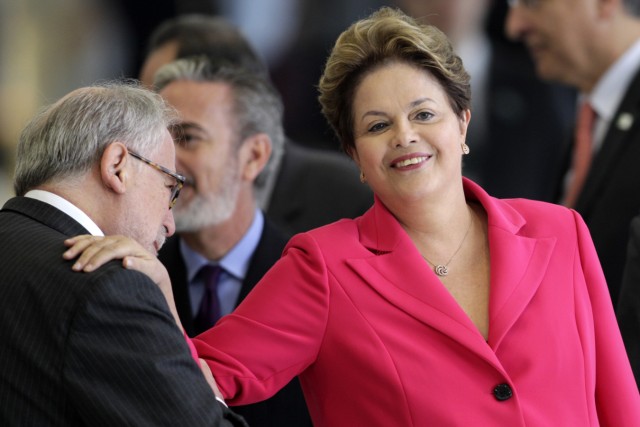 File photo of Brazil's President Rousseff attending an arrival ceremony before a ceremony for signing acts between Brazil and Venezuela in the Planalto Palace