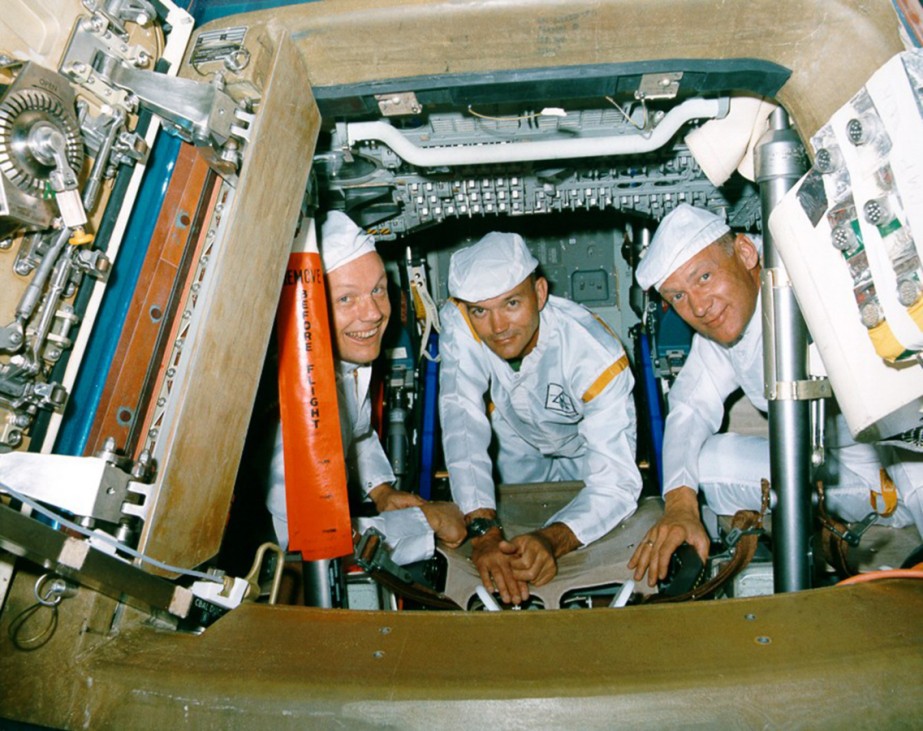 Handout photo of Armstrong, Collins and Aldrin