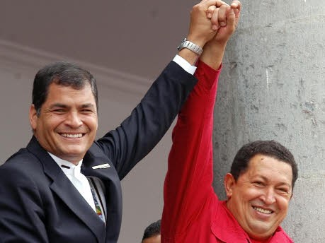 Hugo Chavez Rafael Correa AP