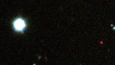 Weltraumforschung: Das fernste kosmische Objekt: Die Aufnahme zeigt den Gammastrahlenausbruch GRB 090423 (roter Punkt). Er wurde am 23. April 2009 entdeckt.