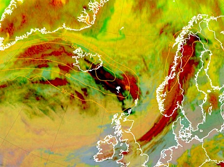 Satellitenbild Aschewolke, dpa