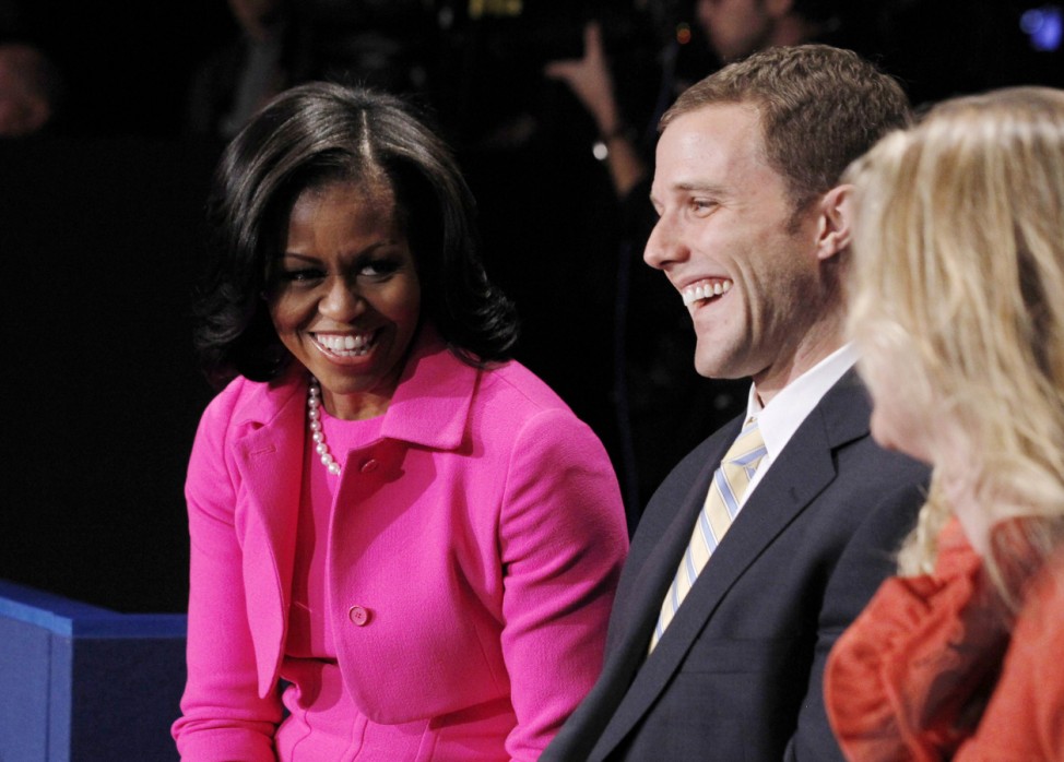 U.S. first lady Michelle Obama is pictured in the audience before the second presidential debate in Hempstead