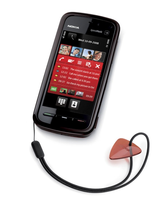 The Nokia 5800 Xpressmusic handset is displayed
