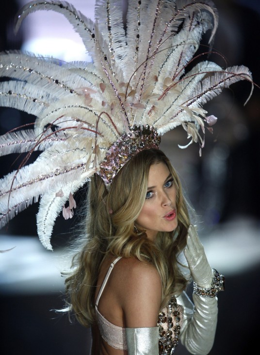 A model presents a creation during the Victoria's Secret Fashion Show in New York