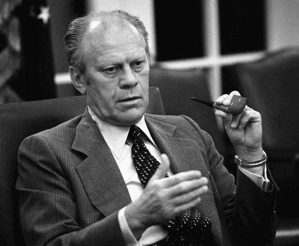 File photo of former US President Ford making a point in the White House