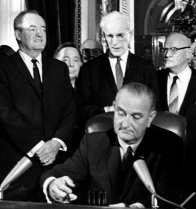 Lyndon Baines Johnson, Hubert Humphrey, John McCormack, Emanuel Celler, Luci Johnson, Everett Dirksen, Carl Albert, Carl Hayden