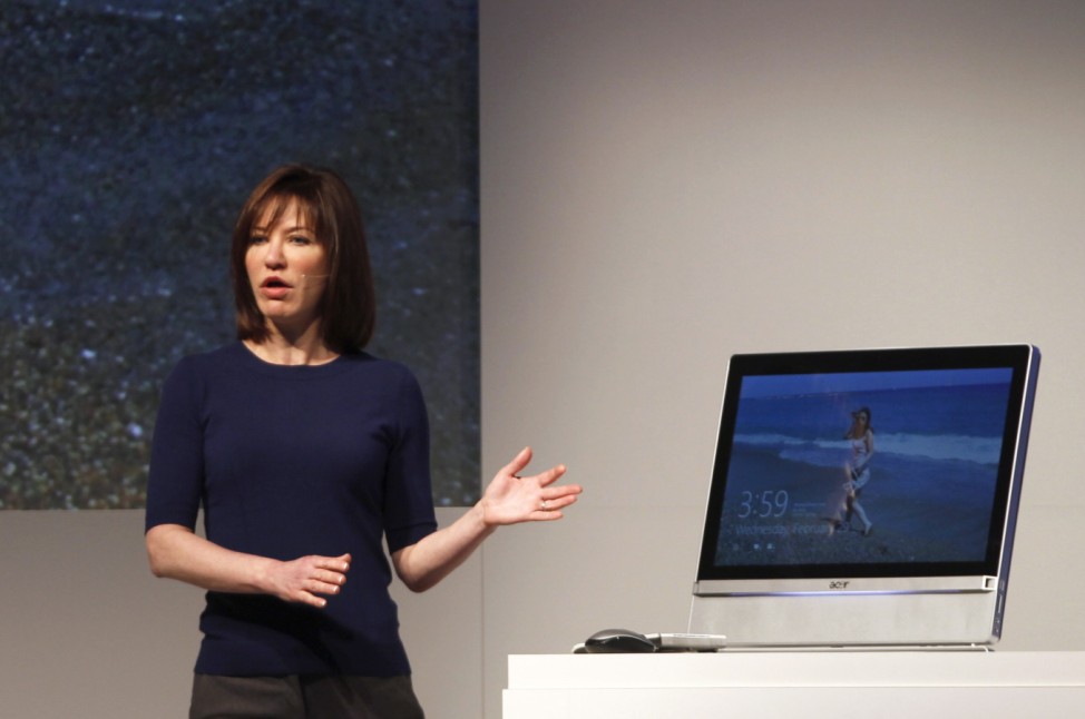 File of  Windows' Corporate Vice President Larson-Green attending Windows 8 Consumer Preview presentation during Mobile World Congress in Barcelona