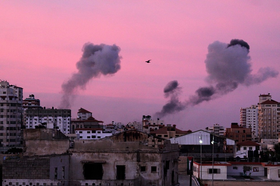 Smoke rise from a Hamas site after an Israeli air strike