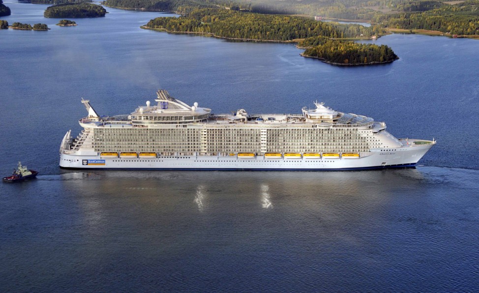 The Oasis of the Seas is shown during sea trials near Turku