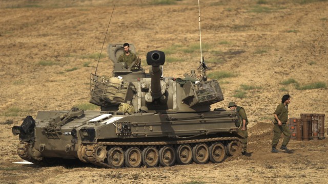 Israeli tank staging area in southern Israel