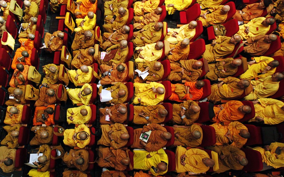 Buddhist monks attend the opening ceremony of the seventh congress of Vietnam's Buddhist Sangha Association in Hanoi
