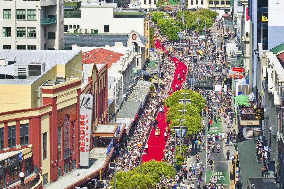 A 500-metre-long red carpet, which runs along Courtenay Place to the Embassy Theatre at the world premiere of 'The Hobbit - An Unexpected Journey', is seen in Wellington