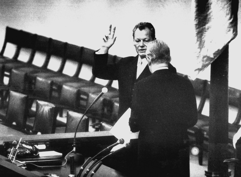 Willy Brandt bei der Vereidigung zum Bundeskanzler, 1969
