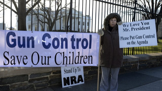 Supporters of gun control outside the White House