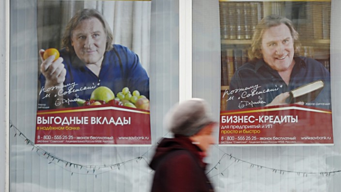 Depardieu trifft Putin in Sotschi: In Russland auch durch Werbungen für Banken bekannt: Schauspieler Gérard Depardieu