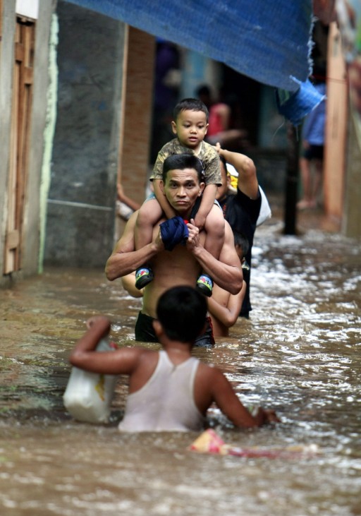Flood water in Jakarta, Indonesia