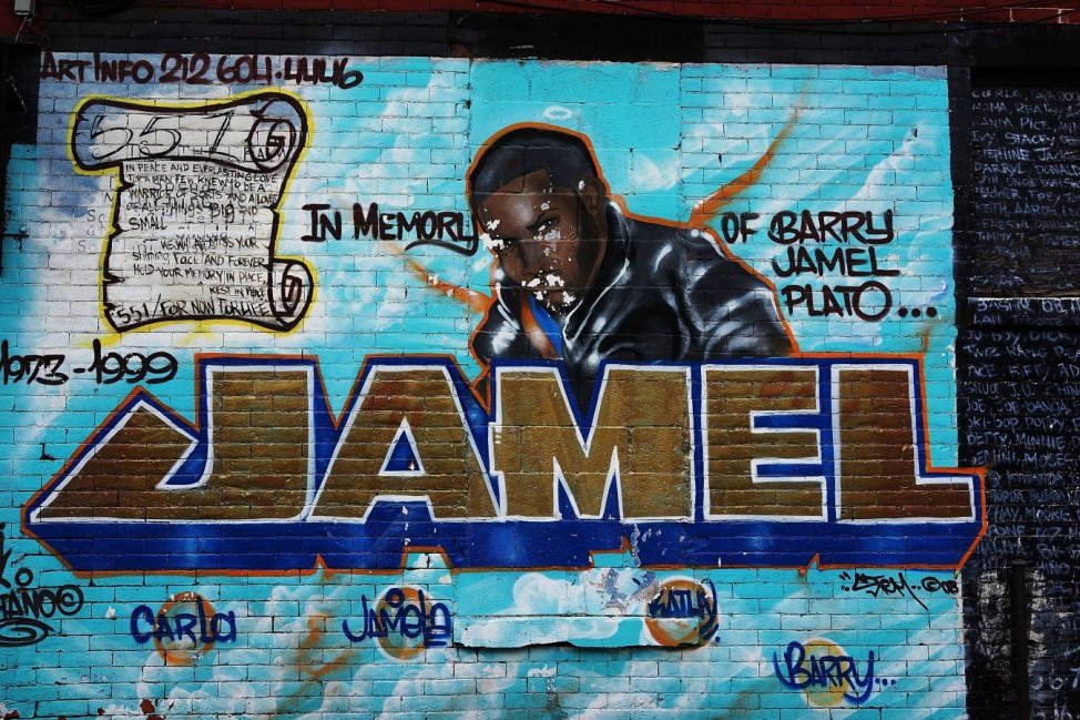 Ein Graffiti in Gedenken an Barry Jamel Plato.