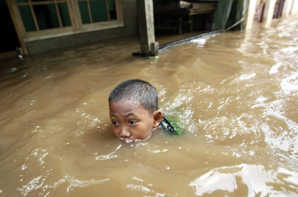 Flood water in Jakarta, Indonesia