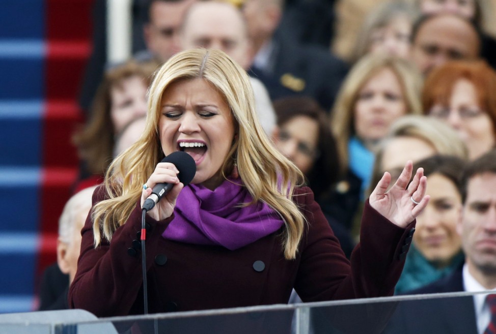 Kelly Clarkson sings 'My Country 'Tis of Thee' during swearing-in ceremonies for U.S. President Barack Obama on the West front of the U.S Capitol in Washington
