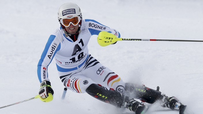 Dopfer of Germany skis during the first run of the men's Slalom event at the Alpine Skiing World Cup downhill ski race in Kitzbuehel
