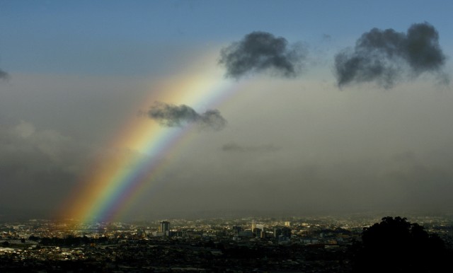 A view of rainbow over San Jose City