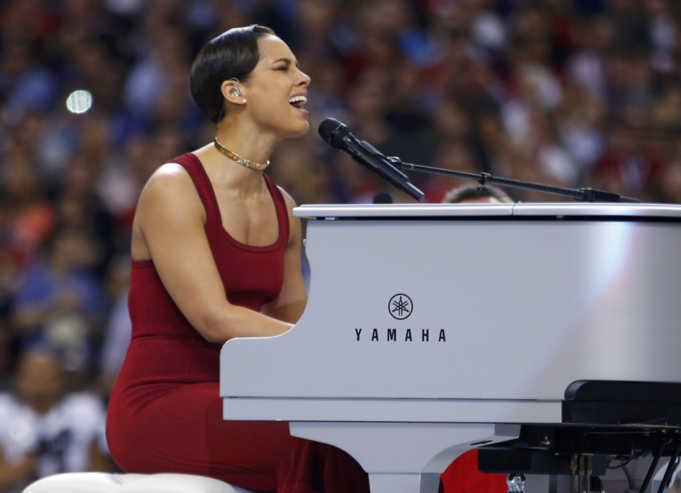 Singer Keys performs the National Anthem prior to start of NFL Super Bowl XLVII in New Orleans