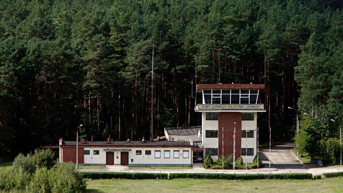 File picture shows aerial view of a watchtower at an airport in Szymany, close to Szczytno in northeastern Poland