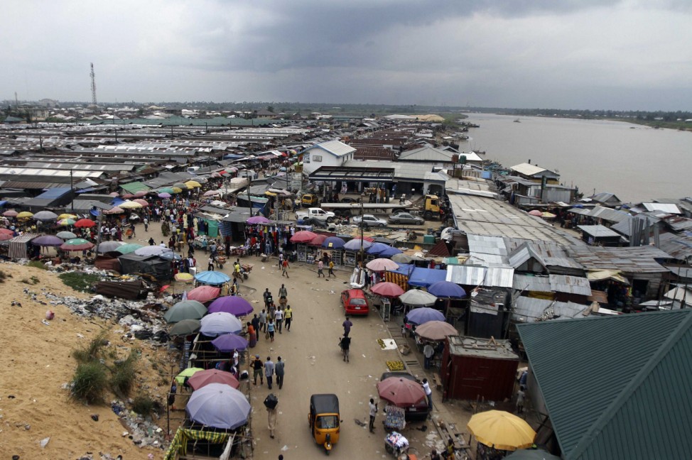 A view of the Swali market near the river Nun, In Yenagoa. capital of Nigeria's oil state of Bayelsa