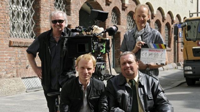 Franz Xaver Bogner mit Andreas Giebel und Florian Karlheim sowie Kameramann Johannes Kirchlechner.