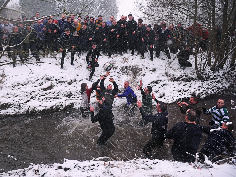 Enthusiasts Participate In The Royal Shrovetide Football