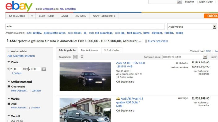 Gebrauchtwagen bei Ebay: Verlockende Angebote: Gebrauchtwagen bei Ebay.