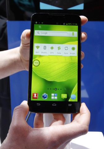 The new ZTE Grand Memo is pictured during the Mobile World Congress in Barcelona