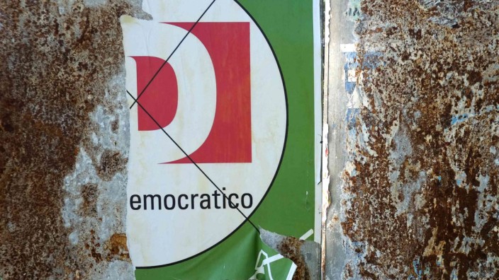 Wahlplakat der Partito Democratico in Rom