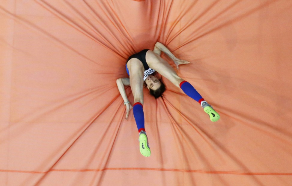 Melfort of France competes in the High Jump Women Qualification event at the European Athletics Indoor Championships in Gothenburg