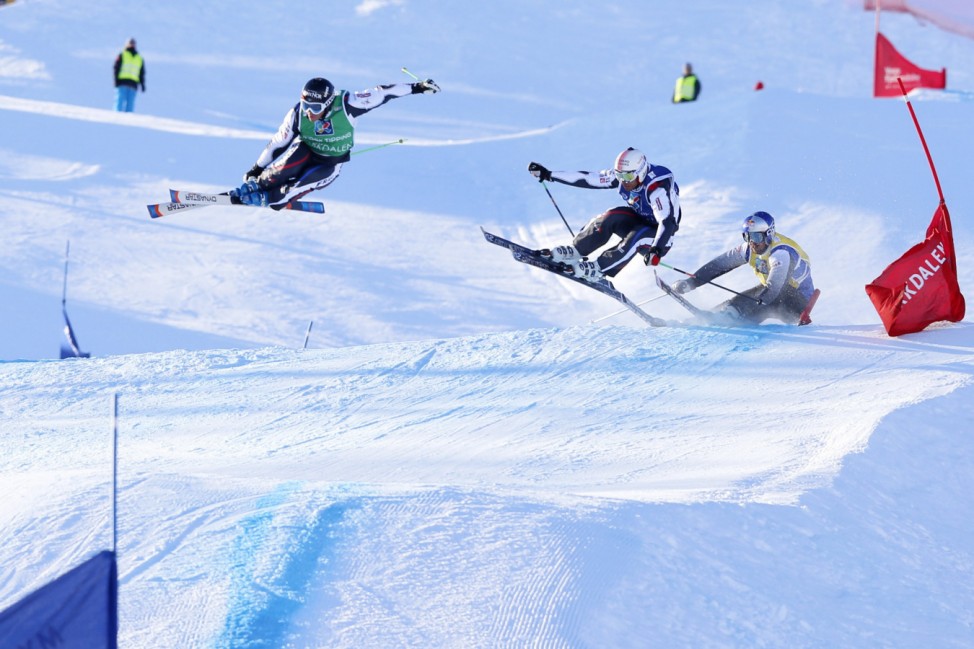 Chapuis of France skis to win the men's skicross event at the Freestyle World Ski Championships in Voss