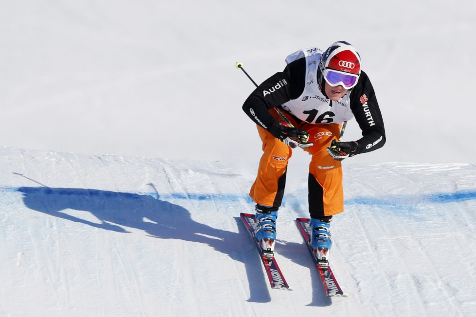Woerner of Germany skis during a qualification run in the women's ski cross event of the Freestyle World Championships in Voss