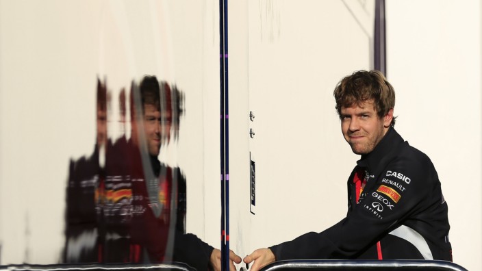 Red Bull Formula One driver Vettel is seen in the paddock during a training session at the Jerez racetrack in southern Spain