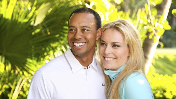 Handout photo of Lindsey Vonn and Tiger Woods