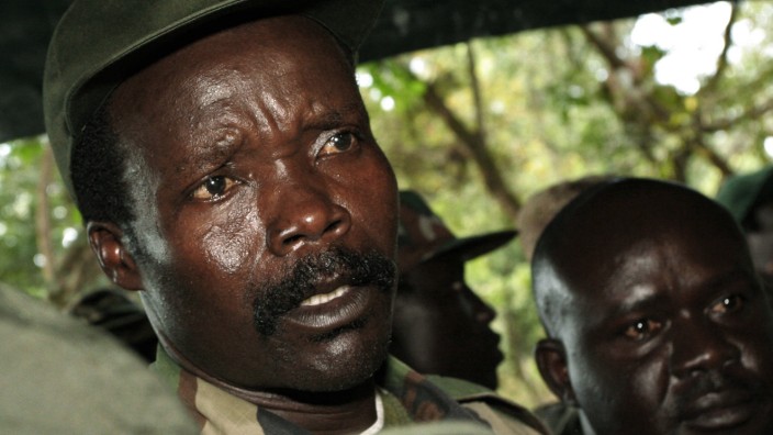 File photo of the leader of the Lord's Resistance Army Kony speaking to journalists at Ri-Kwamba in southern Sudan