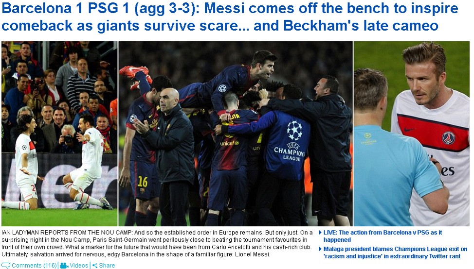 Pressestimmen Juve-Bayern 11. April 2013 Daily Mail