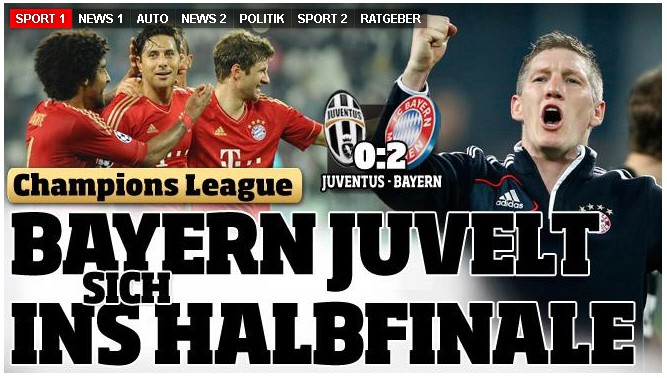Pressestimmen Juve-Bayern 11. April 2013 Bild
