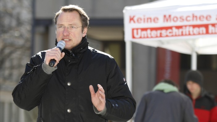 Michael Stürzenberger bei Kundgebung gegen Moscheebau in München, 2013